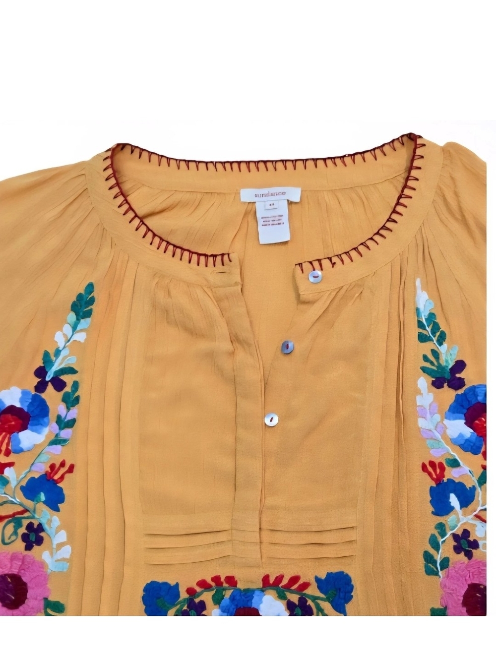Sundance Fabled Flower Vibrant Bohemian Embroidered Peasant Top Festival size M - Picture 3 of 12